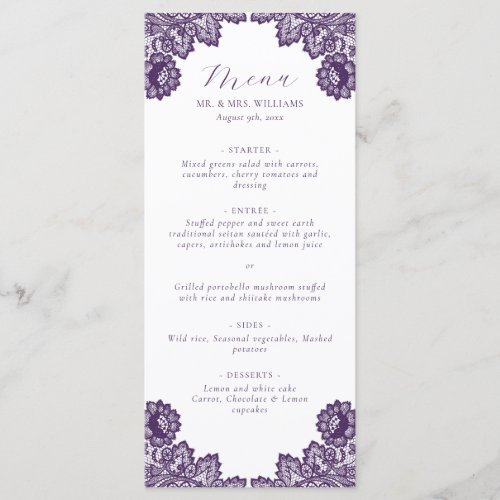Elegant Purple Floral Lace Hearts Rustic Wedding
