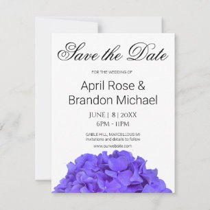 Elegant purple floral lavender lilac hydrangeas save the date