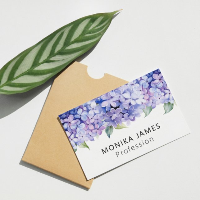 Elegant Purple Floral Lilacs Professional Business Card (Creator Uploaded)