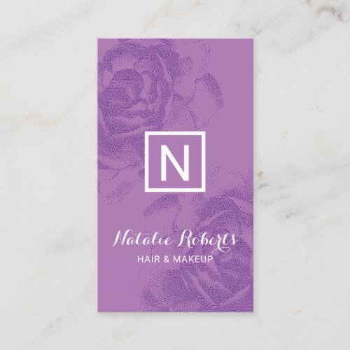 Elegant Purple Floral Makeup Artist  Hair Salon Business Card