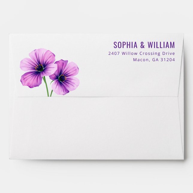 Elegant Purple Floral Minimalist Envelope (Back (Top Flap))