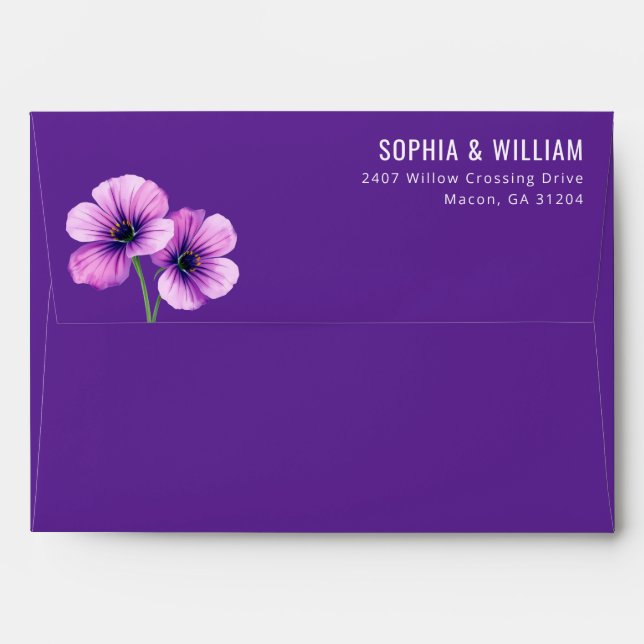Elegant Purple Floral Minimalist Envelope (Back (Top Flap))