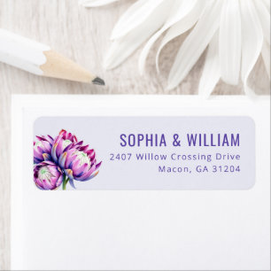 Elegant Purple Floral Minimalist Label