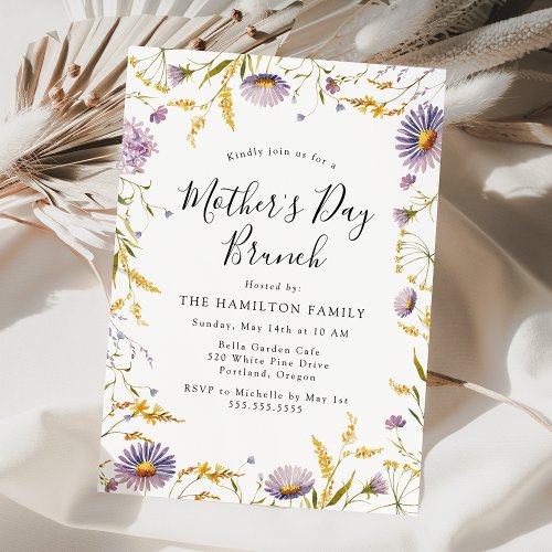 Elegant Purple Floral Mothers Day Brunch Invitation