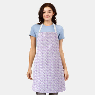 Elegant Purple Floral Pattern Apron
