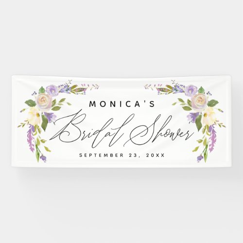 Elegant Purple Floral Personalized Bridal Shower Banner