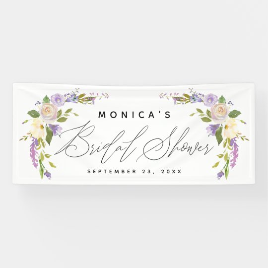 Elegant Purple Floral Personalized Bridal Shower Banner