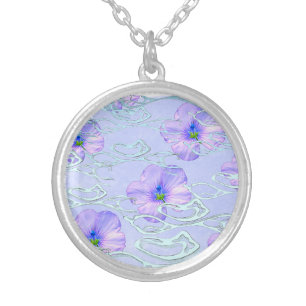 Elegant Purple Floral Phone Case – Botanical Art D Silver Plated Necklace