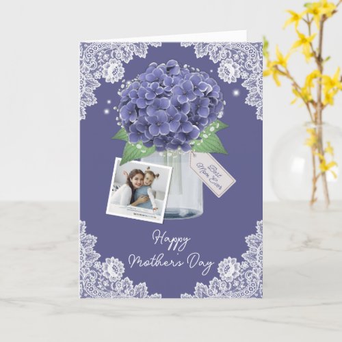Elegant Purple Floral Photo Happy Mothers Day Card
