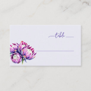 Elegant Purple Floral Protea Place Card