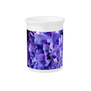 Elegant purple floral purple blue hydrangeas beverage pitcher