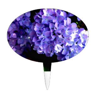 Elegant purple floral purple blue hydrangeas cake topper