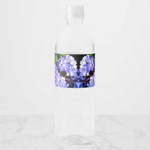 Elegant purple floral purple blue hydrangeas water bottle label