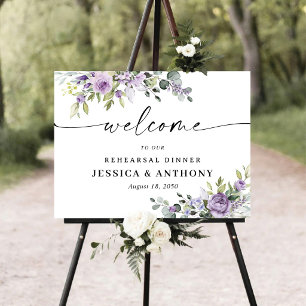 Elegant Purple Floral Rehearsal Dinner Foam Board