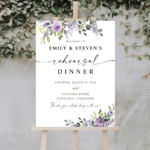 Elegant Purple Floral Rehearsal Dinner Foam Board