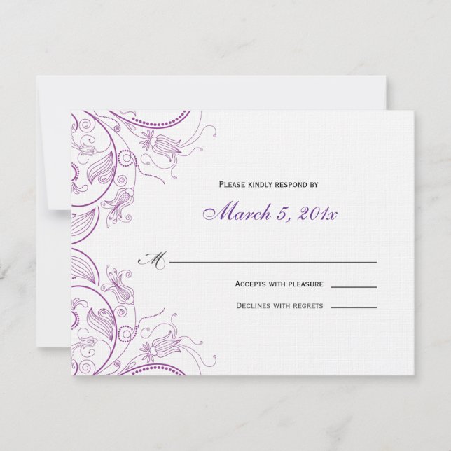 Elegant Purple Floral Response Card (Front)