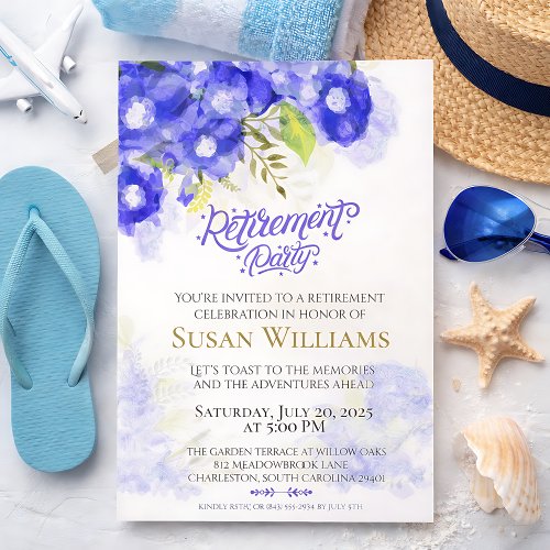 Elegant Purple Floral Retirement Celebration