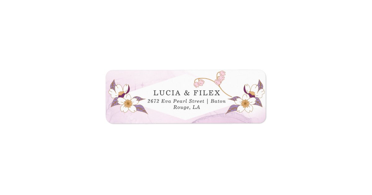 Elegant Purple Floral Return Address Label | Zazzle