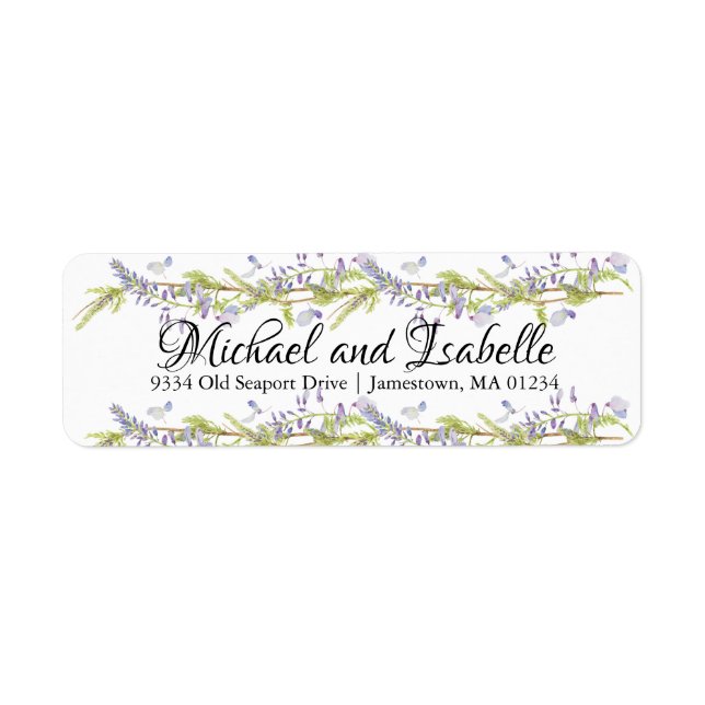 Elegant Purple Floral Return Address Labels (Front)