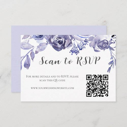 Elegant Purple Floral Roses Winter Wedding QR Code RSVP Card