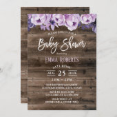 Elegant Purple Floral Rustic Barn Baby Shower Invitation (Front/Back)