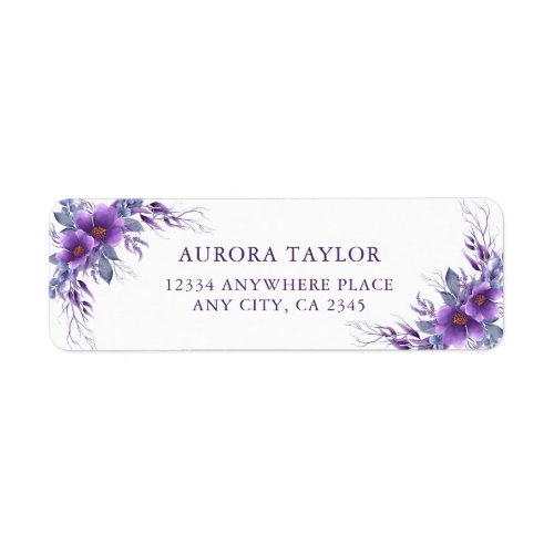 Elegant Purple Floral Rustic Wedding Label