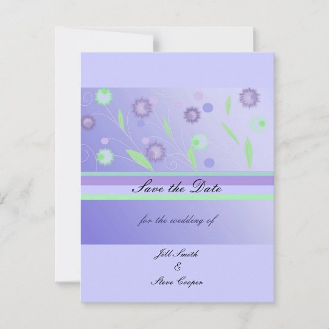 Elegant Purple Floral  Save the Date (Front)