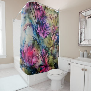 Elegant Purple Floral Shower Curtain