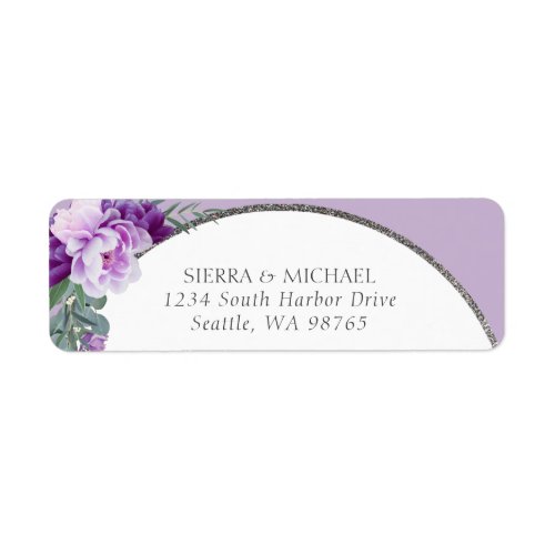 Elegant Purple Floral Silver Arch Return Address Label