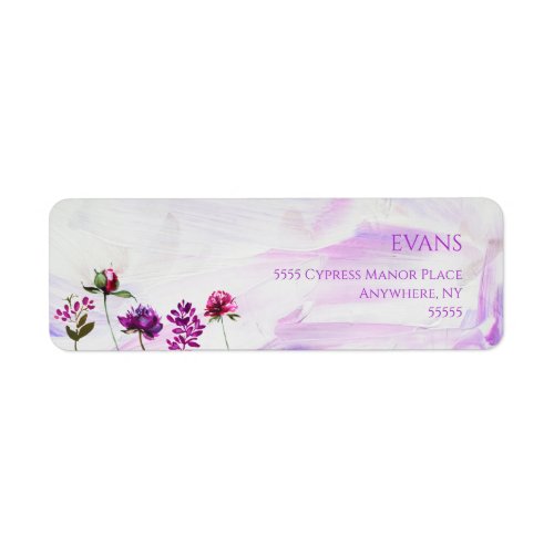 Elegant Purple Floral Stems Address Label