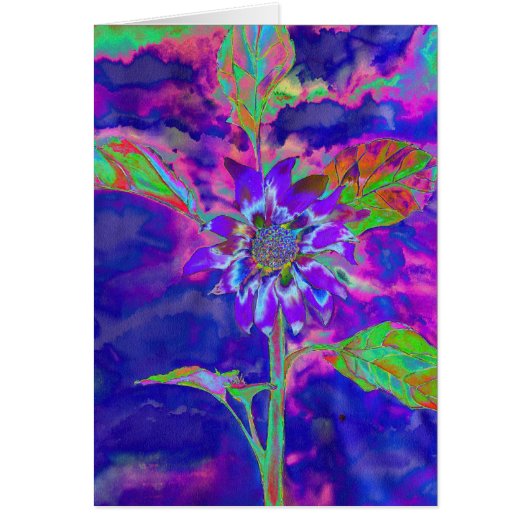 Elegant purple floral sunflower cards (Front)