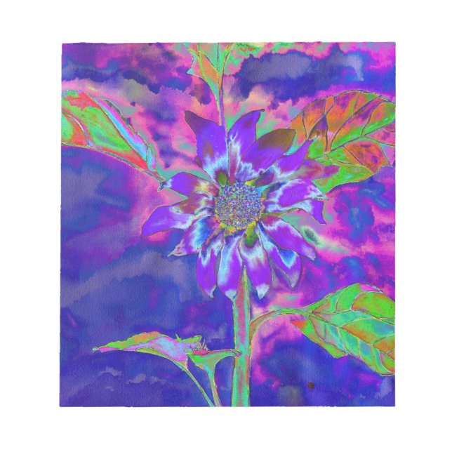Elegant purple floral sunflower notepad (Front)