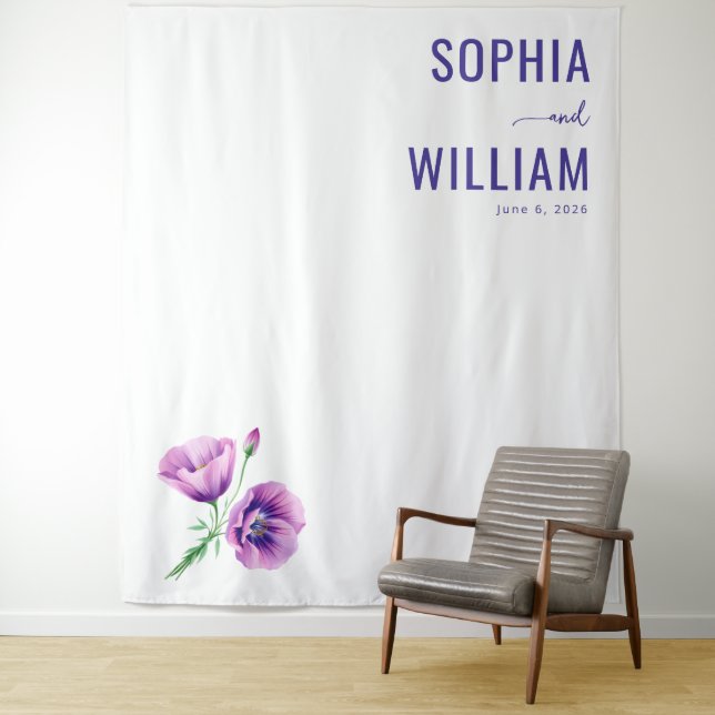 Elegant Purple Floral Tapestry (In Situ)