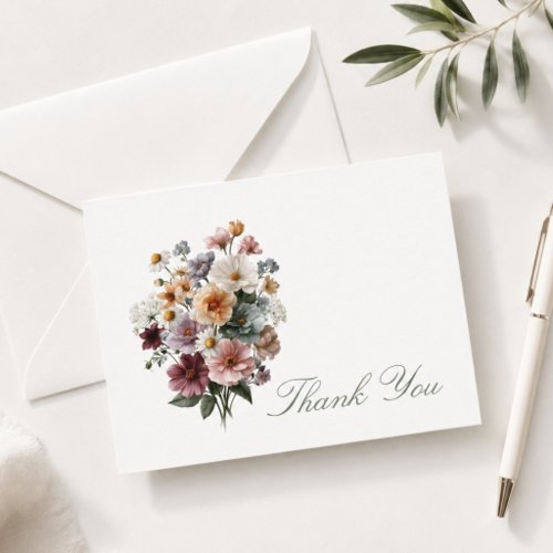 Elegant Purple Floral Thank You Note Card
