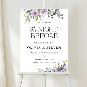 Elegant Purple Floral The Night Before Foam Board
