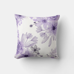 Elegant Purple Floral Watercolor Throw Pillow