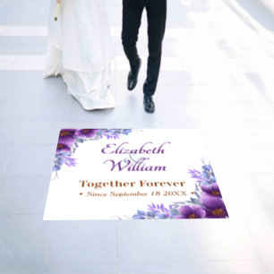 Elegant Purple Floral Watercolor Wedding Floor Decals