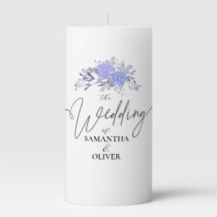 Elegant Purple Floral Wedding Candle