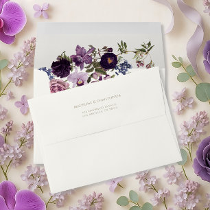 Elegant Purple Floral Wedding Envelope
