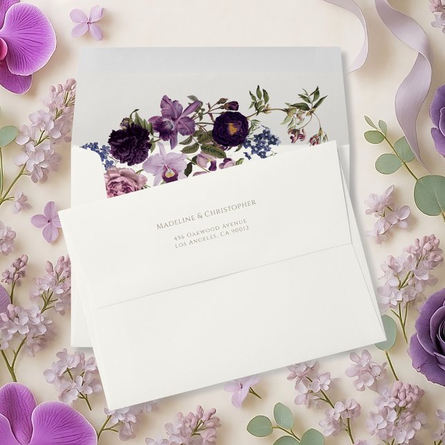 Elegant Purple Floral Wedding Envelope (Creator Uploaded)