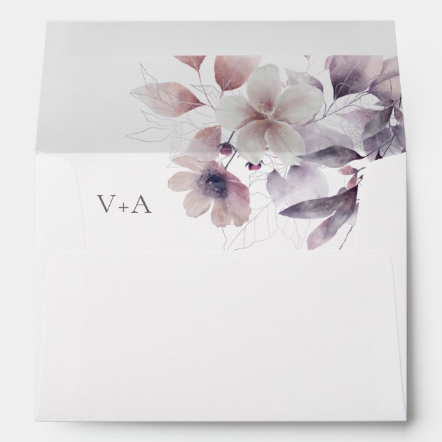 Elegant Purple Floral Wedding Envelope (Back (Bottom))
