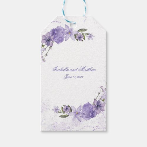 Elegant Purple Floral Wedding Gift Tags