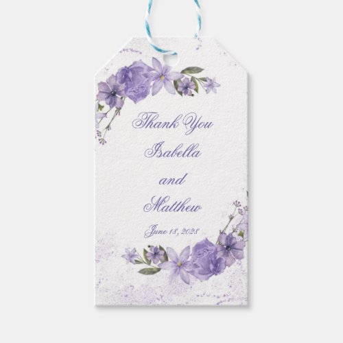 Elegant Purple Floral Wedding Gift Tags