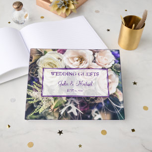 Elegant Purple Floral Wedding Guest Book