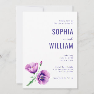 Elegant Purple Floral Wedding Invitation