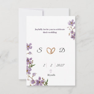 Elegant Purple Floral Wedding Invitation Template