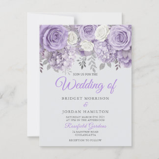Elegant Purple Floral Wedding Invite with Sparkle