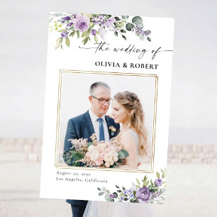 Elegant Purple Floral Wedding Photo Prop Foam Board