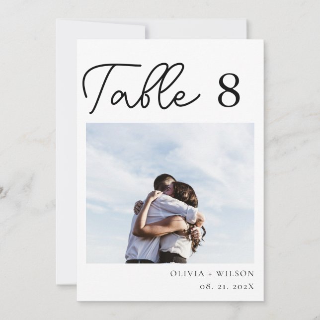 Elegant Purple Floral Wedding Photo Table Number (Front)