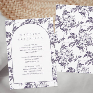 Elegant Purple Floral Wedding Reception Card